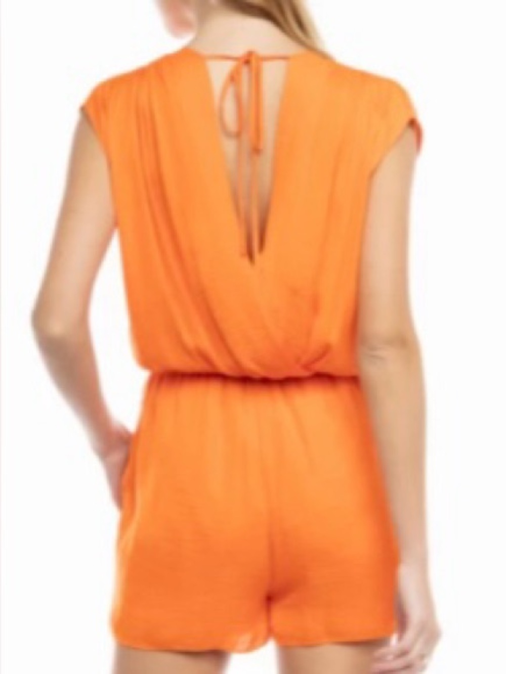 Surplice Ruffled Romper - Orangeade - Picture 2 of 2